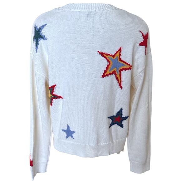 Rails Perci Multicolor Multi Star Sweater Small Crewneck Knit Cashmere Cotton - Picture 2 of 9